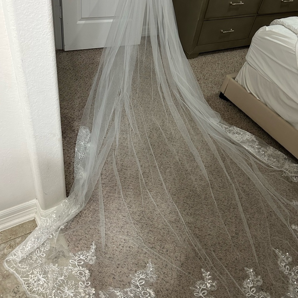 Elegant White Lace Bridal Veil